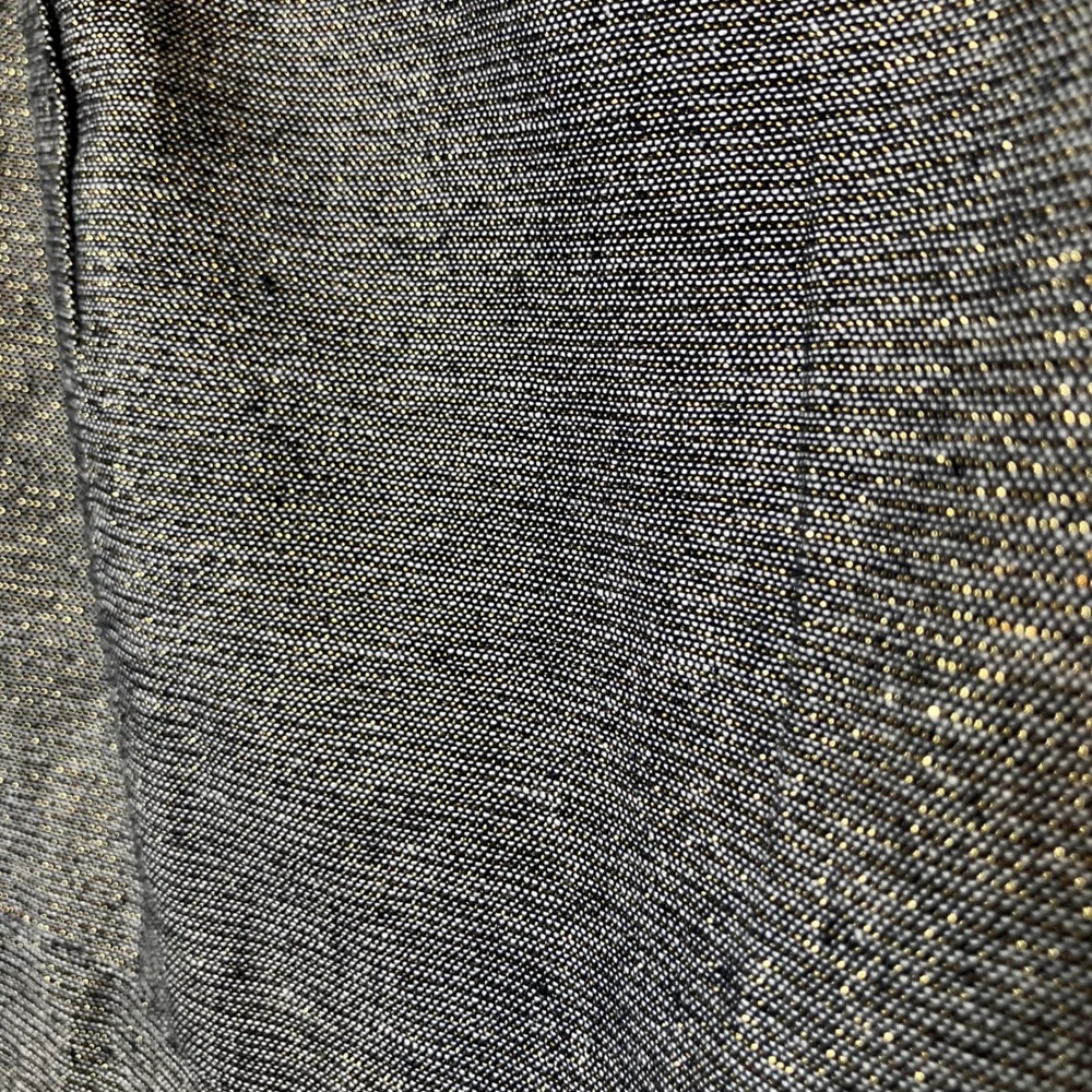 KK Keyhole Fit Flare Dress Women L Metallic Gold Black Linen Cotton Party Mini - Picture 6 of 8